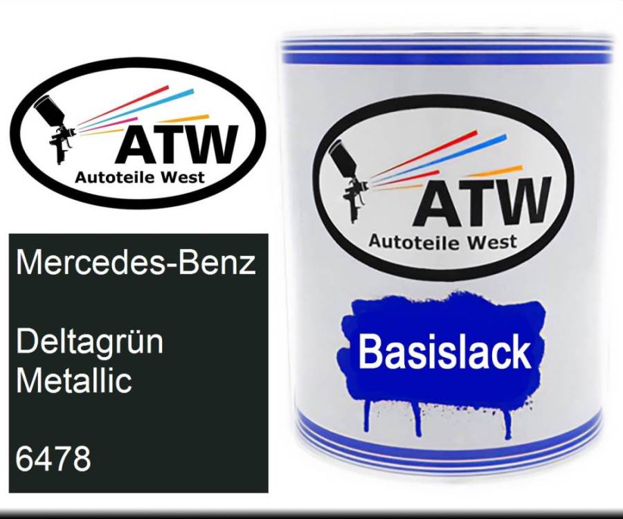 Mercedes-Benz, Deltagrün Metallic, 6478: 1L Lackdose, von ATW Autoteile West.